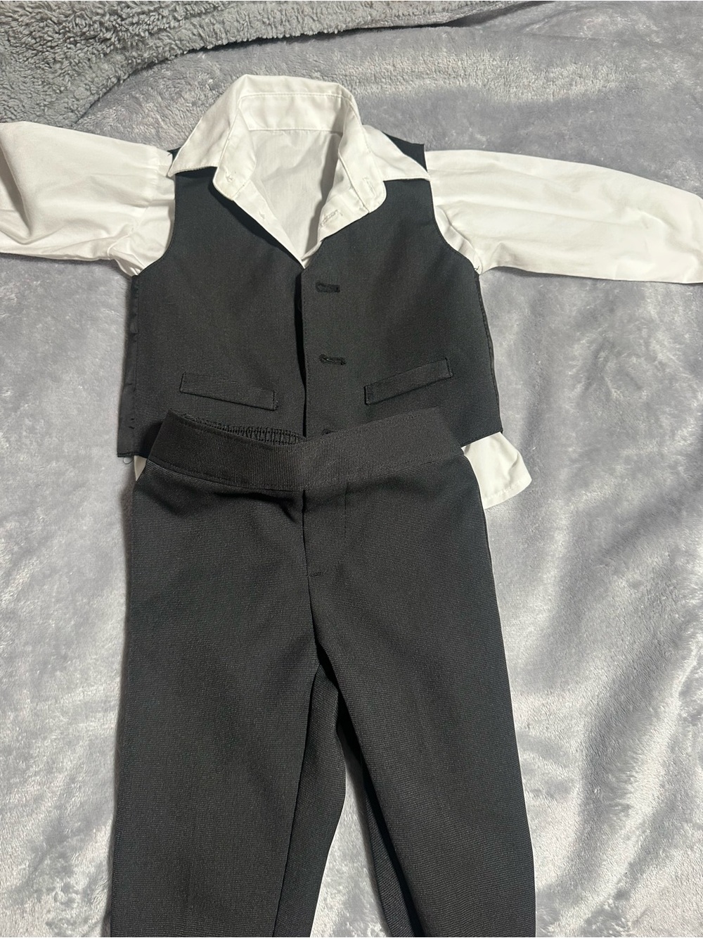 Baby Black Vest and Pants Set with White Dress Shirt